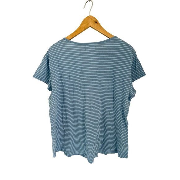 CHAPS Cotton Henley Light Blue Stripes Short Sleeve Size XLarge - Picture 4 of 5